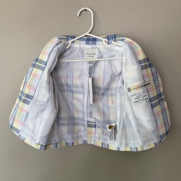 Janie and Jack Plaid Linen Cotton Blazer Jacket Boys 18 24 Mos Blue Pink Preppy - Picture 4 of 16